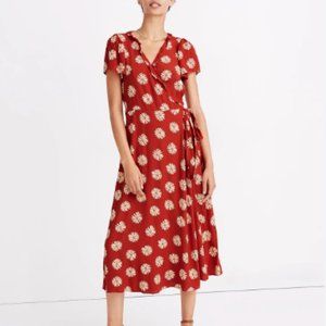Madewell Ruffle-Edge Wrap Midi Dress in Daisy Daydream